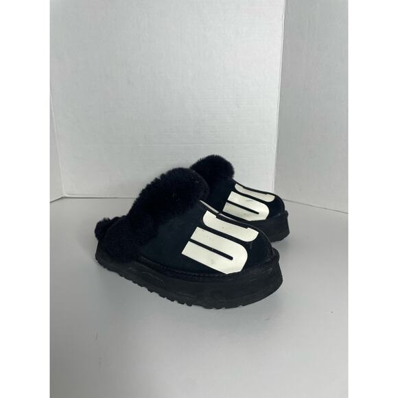 UGG Platform Slip on Slipper Mules Black Disquette Chopd Womens 6 - Picture 1 of 8